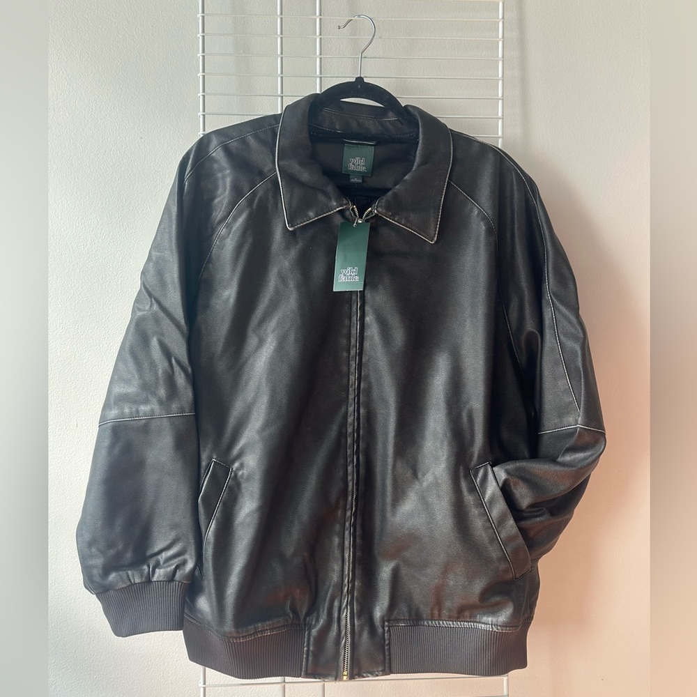 Wild Fable's Women's Distressed Faux Leather Bomber Jacket - Picture 2 of 16